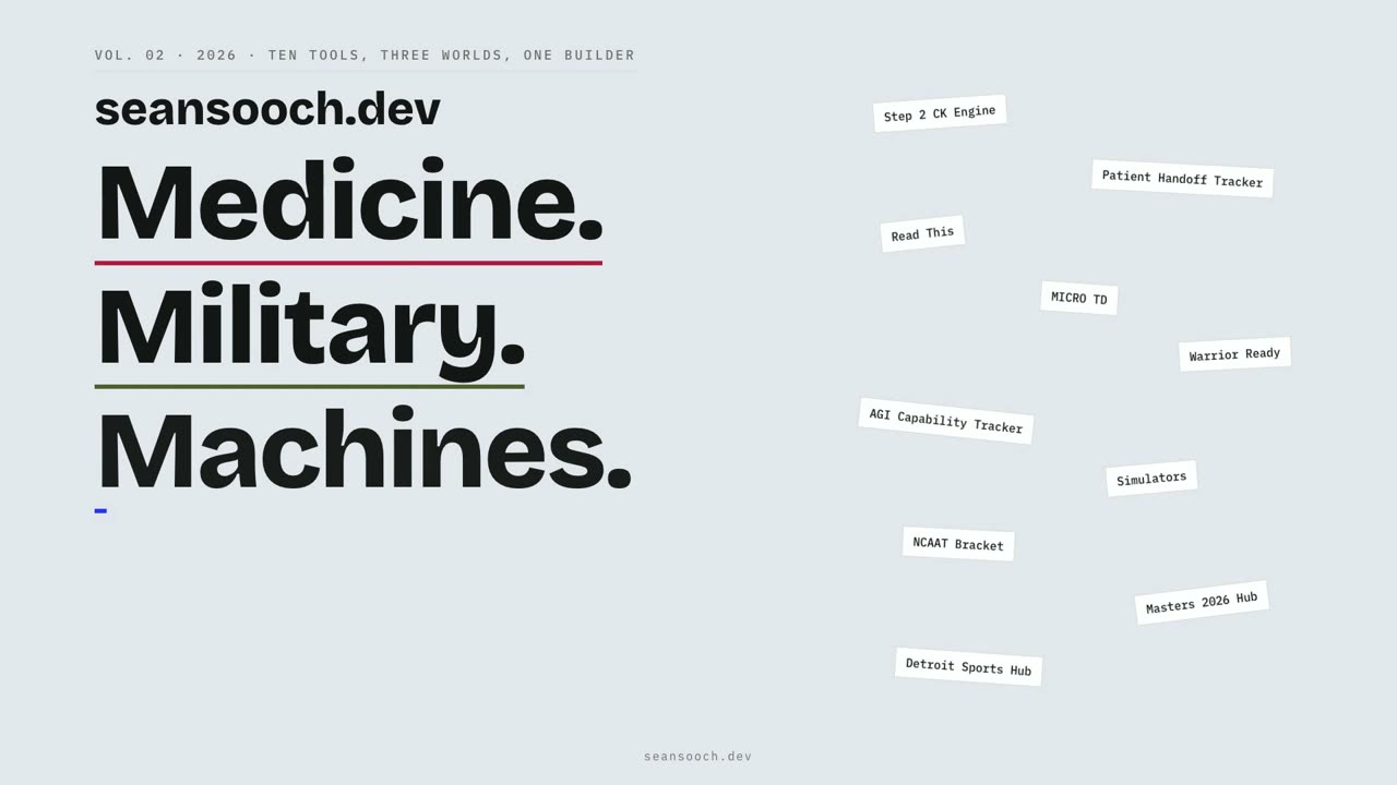 seansooch.dev Vol. 02 — Medicine. Military. Machines.